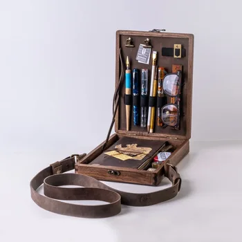 Дървена кутия-месинджър за писатели, A5, дървени ретро-тенденция чанта През рамо, портфейл, за Пощальона, Кутия за художествени материали, Кутия за съхранение на домашен интериор